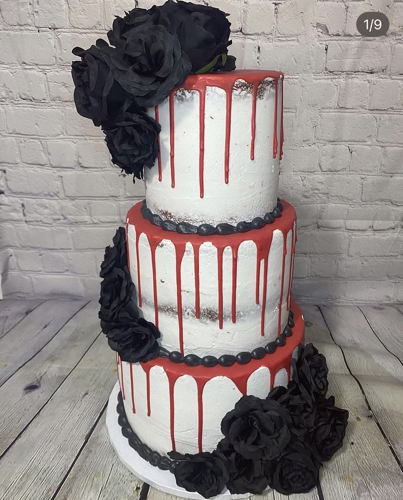 Horror floral cake by Trista's Treats